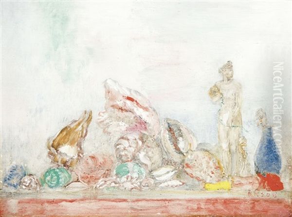 Coquillages, Tanagra Et Vase Oil Painting by James Ensor