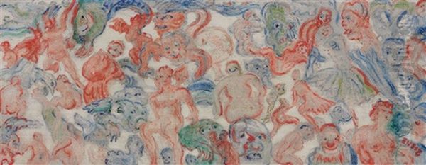 Monstres Entrelaces, Decousus, Entrelardes (a) Oil Painting by James Ensor