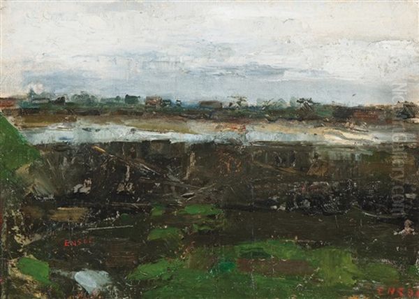 Landschap - Paysage Oil Painting by James Ensor