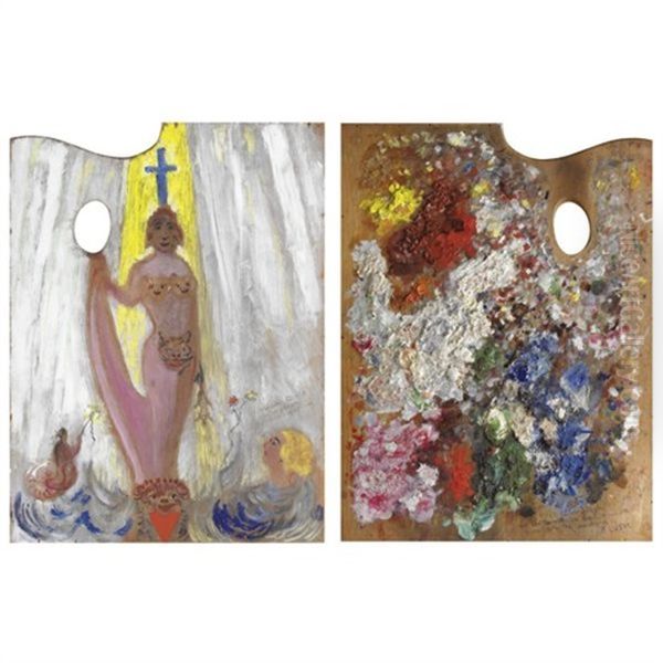 Une Palette Chargee De Couleurs (+ Another; Verso) Oil Painting by James Ensor