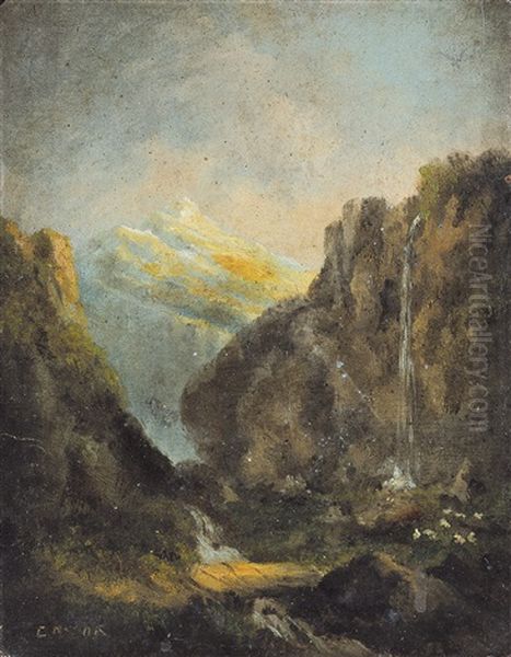 Berglandschap Met Waterval Oil Painting by James Ensor