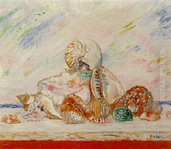 Coquillages Oil Painting by James Ensor