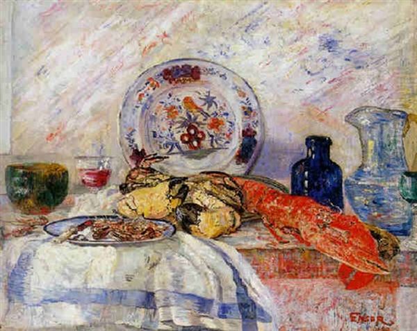 Nature Morte Au Homard Et Au Crabe Oil Painting by James Ensor