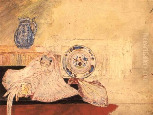 Nature Morte A La Raie - Stilleven Met Een Rog Oil Painting by James Ensor