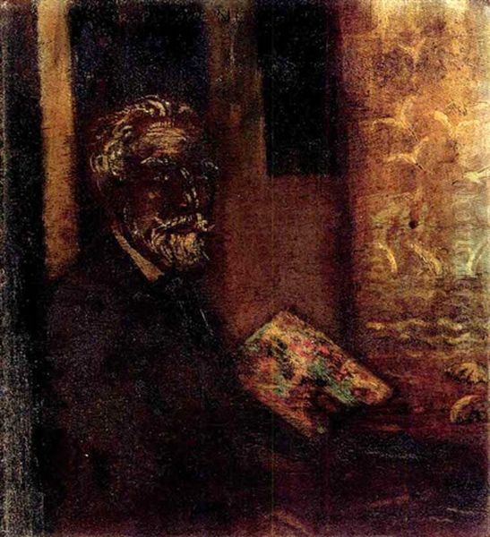 A Self Portrait Of The Artist Oil Painting by James Ensor