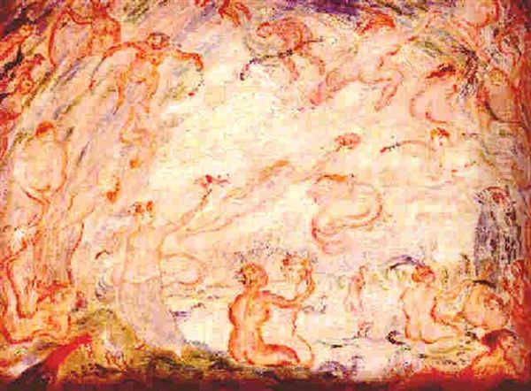 Gestes De Nymphes Oil Painting by James Ensor