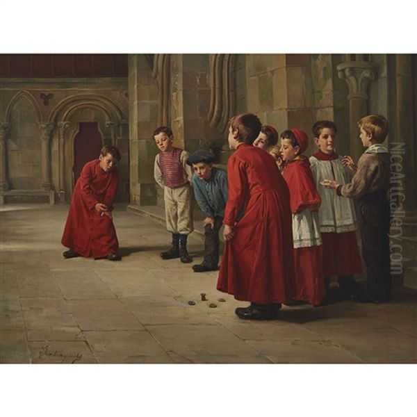 The Choir Boys Oil Painting by Charles Bertrand d' Entraigues