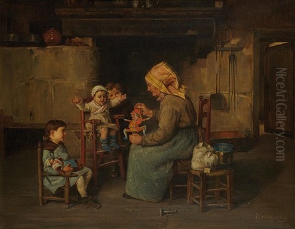 Guignol Oil Painting by Charles Bertrand d' Entraygues