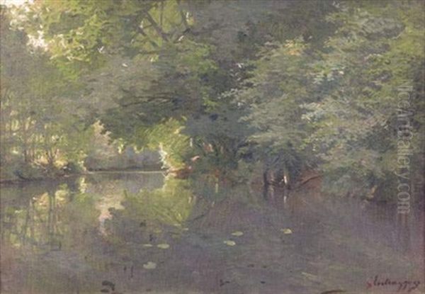 Sous-bois Oil Painting by Charles Bertrand d' Entraygues