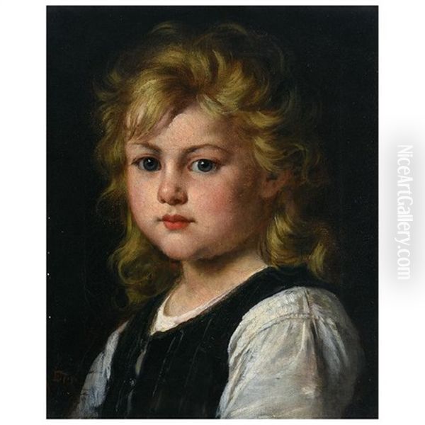 Portrait Of A Girl Oil Painting by Rudolf Epp