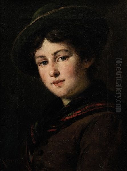 Dirndlportrait Oil Painting by Rudolf Epp