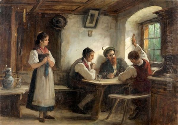 Das Kartenspiel Oil Painting by Rudolf Epp