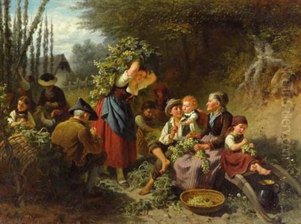 Die Hopfenernte Oil Painting by Rudolf Epp