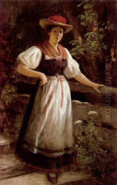 Schwarzwalder Bauernmadchen In Gutachter Tracht by Rudolf Epp