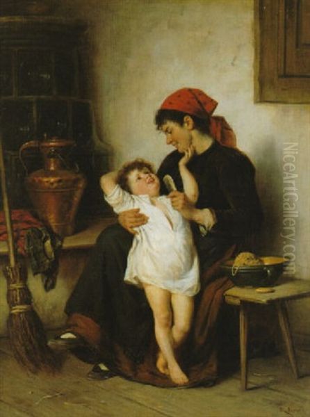 Mutter Mit Kind Oil Painting by Rudolf Epp