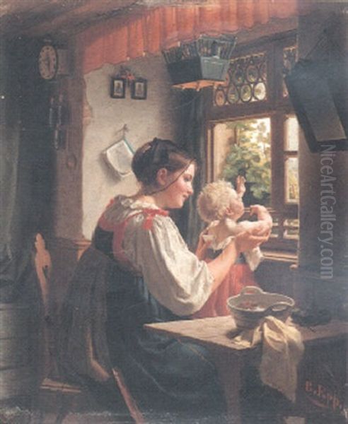 A First Look From The Window Oil Painting by Rudolf Epp