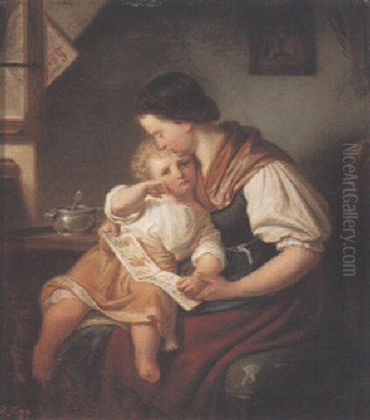 Mutter Mit Kind Oil Painting by Rudolf Epp