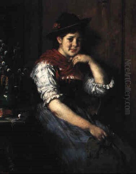 Dirndl Oil Painting by Rudolf Epp