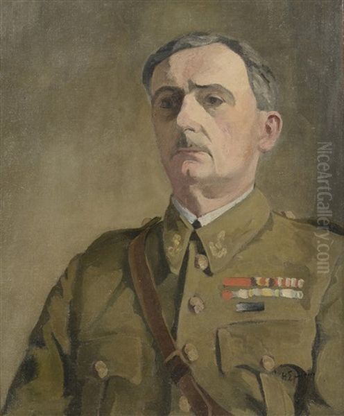 Portrait Du General De Gaulle Oil Painting by Henri Epstein