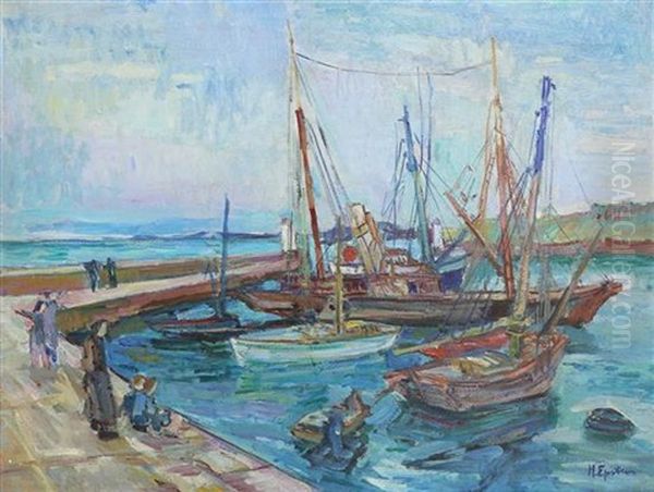 Boats Oil Painting by Henri Epstein