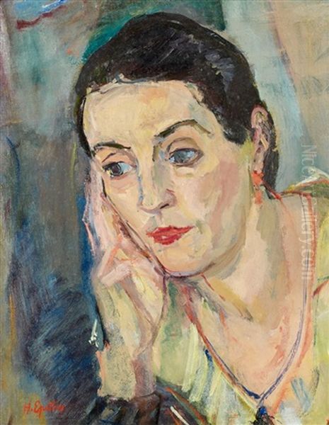 Portrait De La Femme De L'artiste Oil Painting by Henri Epstein