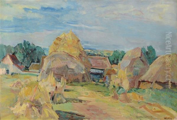 Ferme Apres La Moisson Oil Painting by Henri Epstein