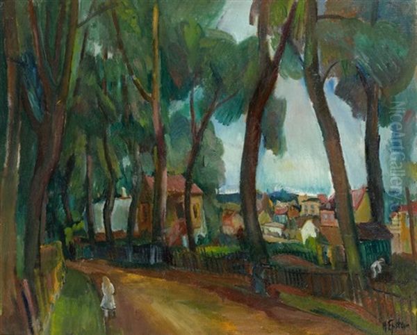 Le Village Sous Les Arbres Oil Painting by Henri Epstein