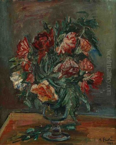 Bouquet Au Vase En Verre Oil Painting by Henri Epstein