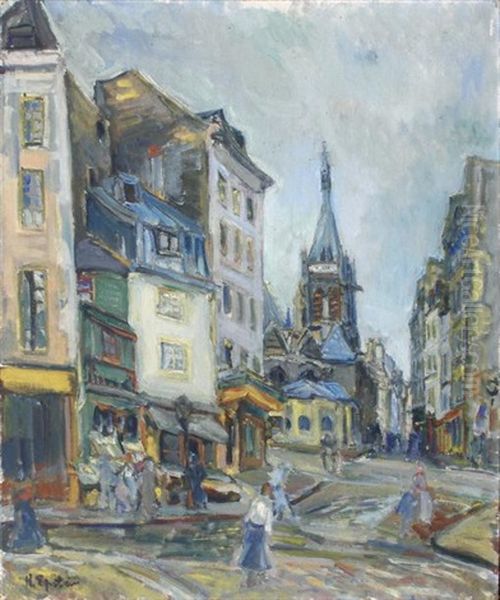 Rue De Paris Oil Painting by Henri Epstein