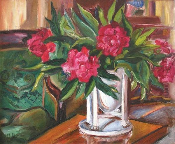 Bouquet De Pivoines Oil Painting by Henri Epstein