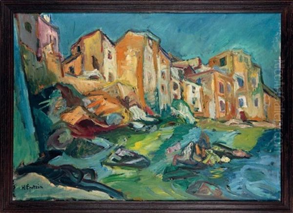 Vue De Village Oil Painting by Henri Epstein