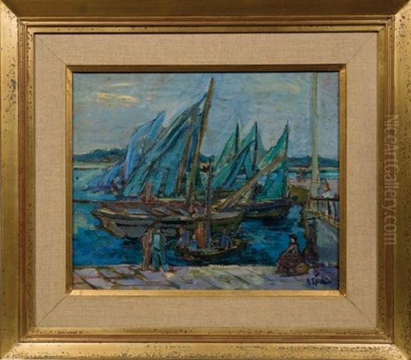 Au Port Oil Painting by Henri Epstein