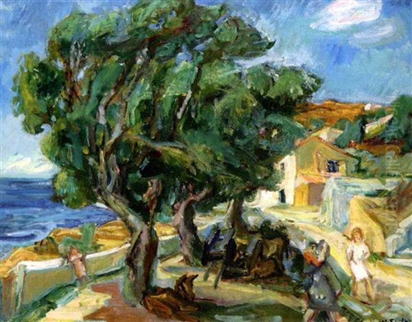 Paysage Mediterraneen Anime Oil Painting by Henri Epstein