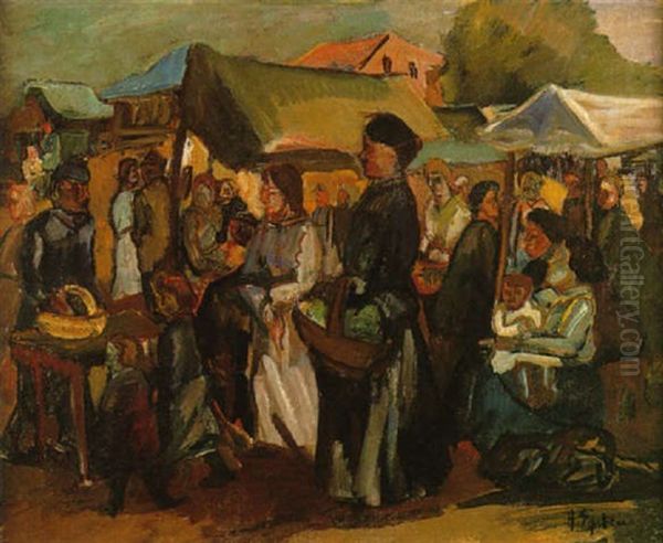 Scene De Marche En Pologne Oil Painting by Henri Epstein