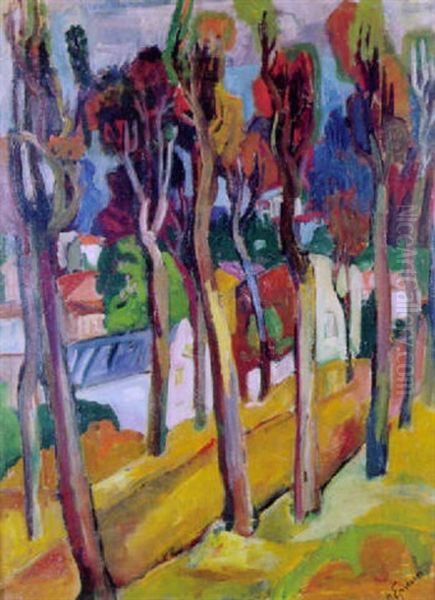 Route A Travers Les Arbres Oil Painting by Henri Epstein