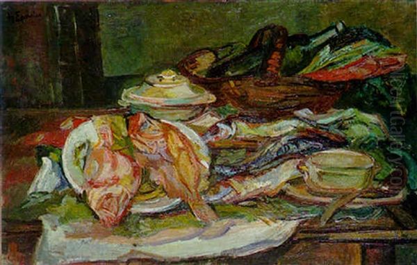 Still Life With Fish Oil Painting by Henri Epstein