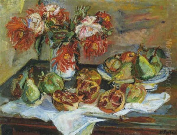 Bouquet Et Grenades Oil Painting by Henri Epstein