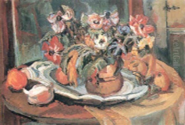 Nature Morte Aux Fruits Et Aux Fleurs Oil Painting by Henri Epstein