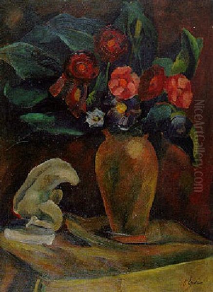 Bouquet Et Statue Oil Painting by Henri Epstein