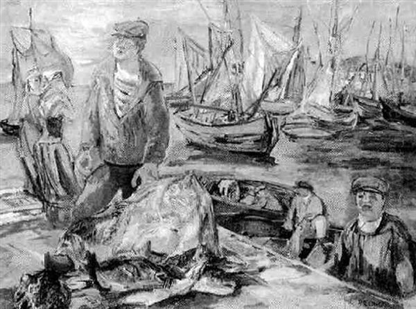 Retour De Peche A Concarneau Oil Painting by Henri Epstein