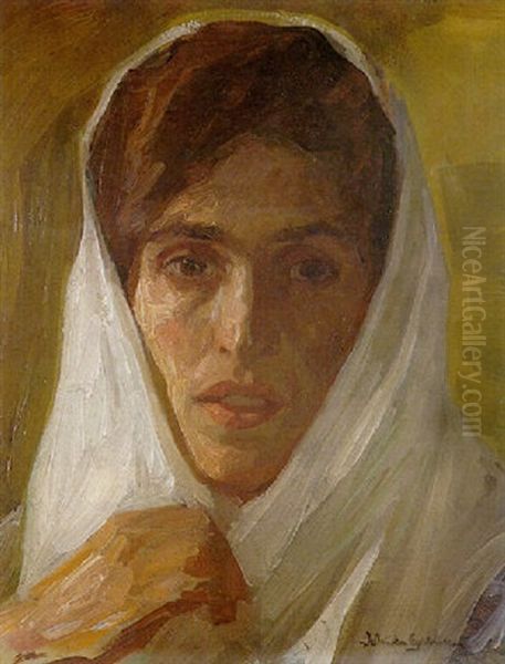 Portrait Of The Artist's Wife Oil Painting by Jehudo Epstein