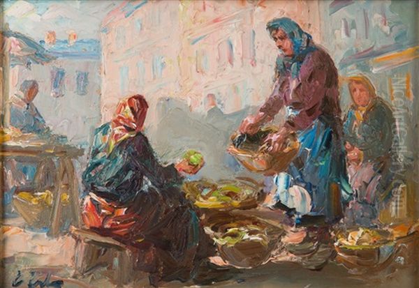 Lviv Tradeswomen Oil Painting by Erno Erb