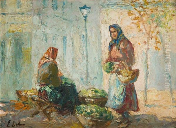 Lviv Tradeswomen Oil Painting by Erno Erb