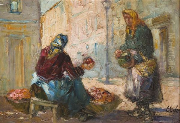 Peddlers Oil Painting by Erno Erb