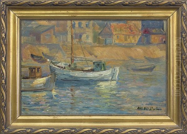 Boats On Hel Oil Painting by Erno Erb