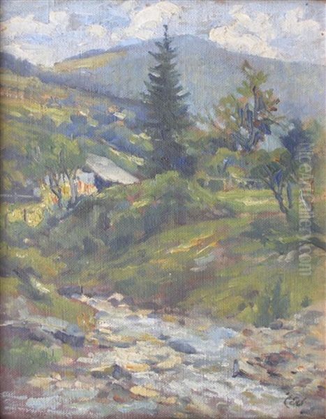 Pejzaz Gorski Oil Painting by Erno Erb