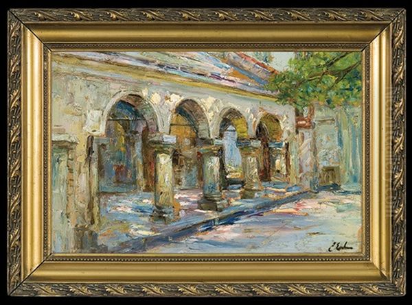 Cloister Oil Painting by Erno Erb