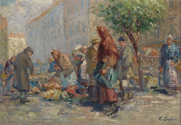 Markttag Oil Painting by Erno Erb