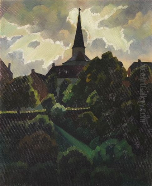 Nach Dem Gewitter (die Kirche In Manderscheid) Oil Painting by Adolf Erbsloeh