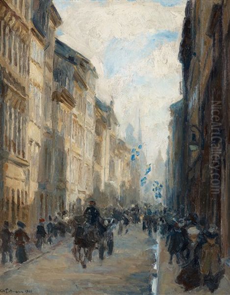 Drottninggatan Oil Painting by Axel Erdmann